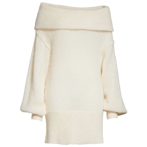 FREE PEOPLE Ophelia Alpaca Blend Cowl Neck Oversized Sweater Ivory Size M - Picture 2 of 9